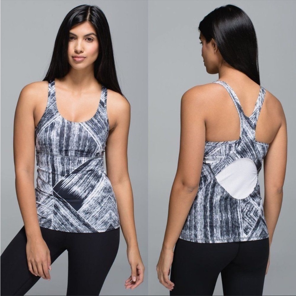 Lululemon Crossback Tank Heat Wave White Black / White